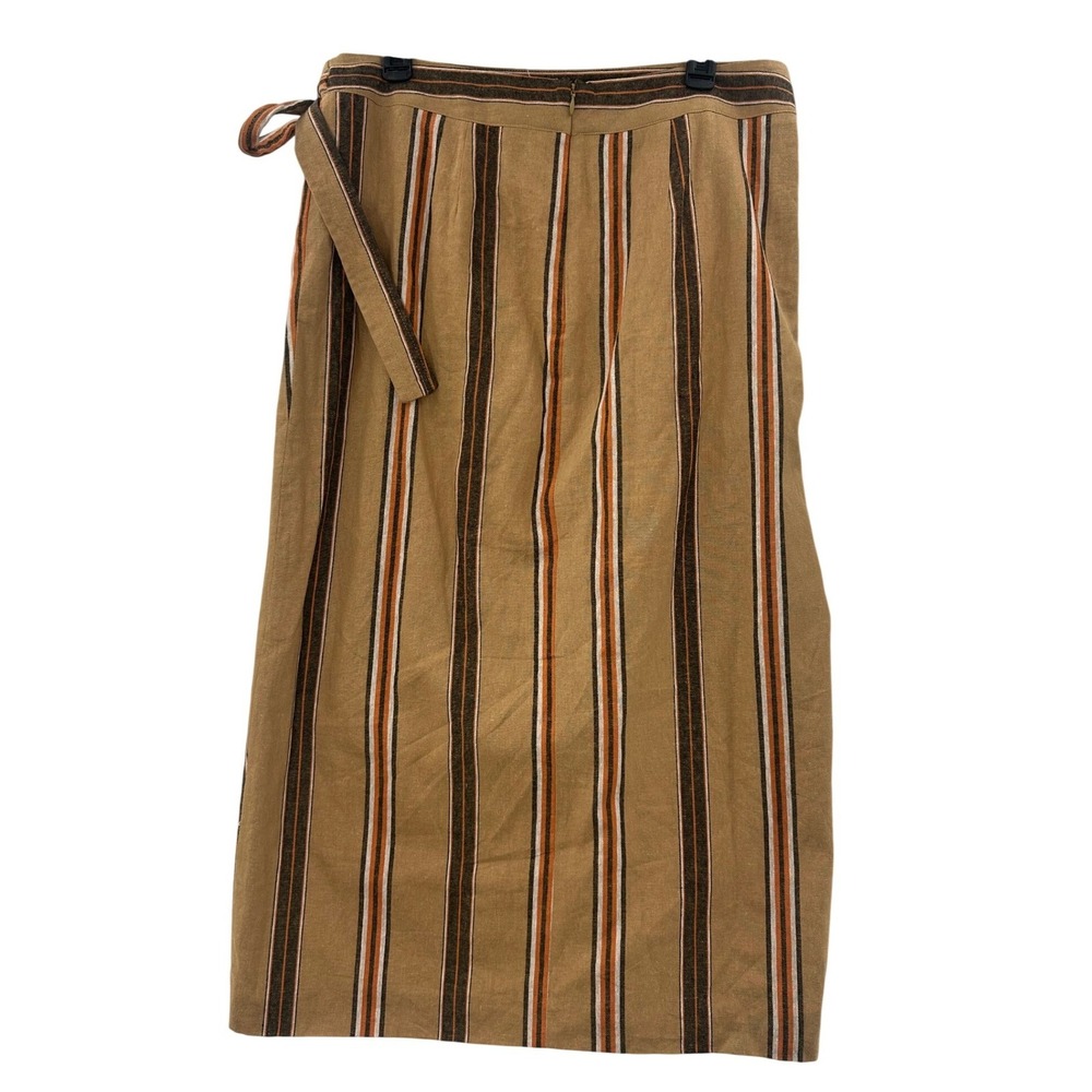 Worthington Striped Wrap Midi Skirt in Tan, Brown and Cream - Picture 2 of 9